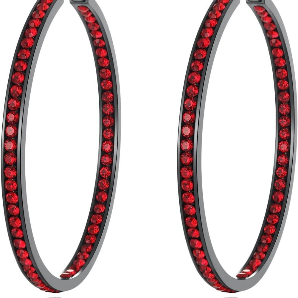 Mult-colors Crystal Stainless Steel Hoop Earring for Women Hypoallergenic Jewelr